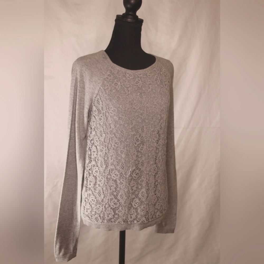 ELLE Women's Lace Front Sweater Medium